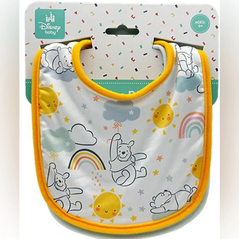 DISNEY Baby Winnie The Pooh Infant Baby 2 Pack Bib Set For AGES 0+ NEW